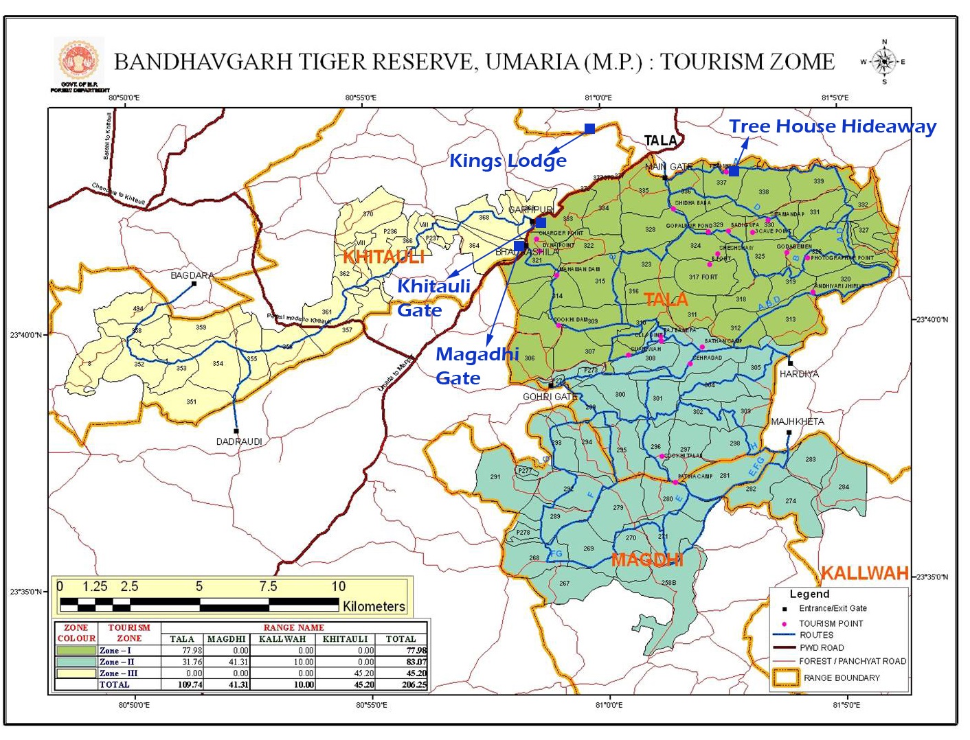 bandhavgarh national park map
